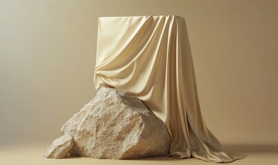 Poster - For product presentation, stone podium on earth tone background. Natural beauty pedestal with relaxation and health illustration in three dimensions