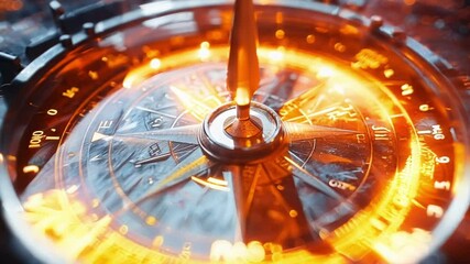 Poster - Compass is surrounded by futuristic glowing data, symbolizing finding direction and making informed decisions in the complex world of finance