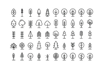 Wall Mural - Set of Minimal Linear Trees Vector icon.