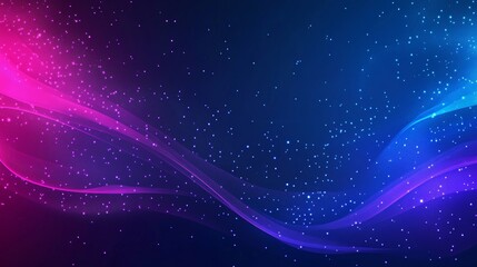 Poster - Stunning 3d render of a futuristic wallpaper illuminated with violet blue neon lights. Flowing wavy lines and curvy shapes.