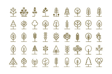 Wall Mural - Set of Minimal Linear Trees Vector icon.