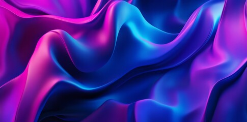 Poster - Purple iridescent shiny wave abstract 3D background with a transparent purple wave on a black background