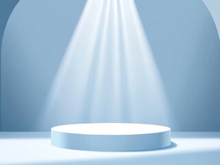 Poster - A podium composed of abstract blue shapes, rendered in three dimensions and illustrated in three dimensions