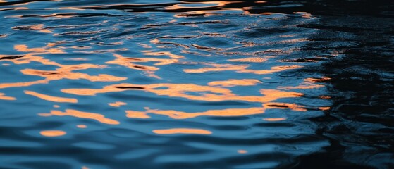 Wall Mural - Abstract Water Surface with Orange Reflections