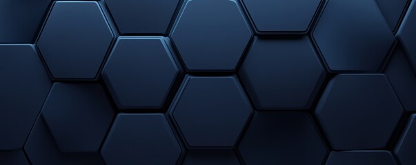 Poster - Dark blue navy hexagonal background texture placeholder, 3D illustration, or 3D rendering