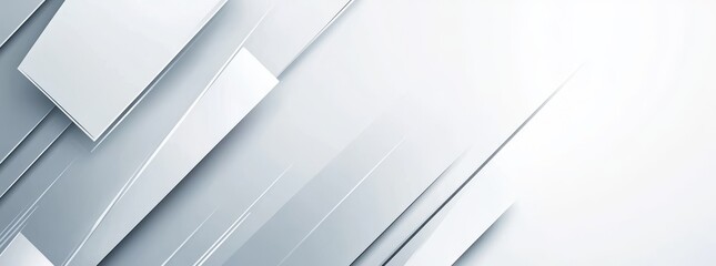 Poster - Business presentation background in white with silver soft geometric pattern. Abstract elegant pattern. Lined minimalist blank BG. Modern digital minimal right left down up arrows.