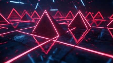 Poster - Red geometric abstract background, generative stock