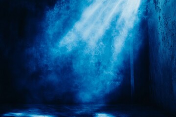 Poster - Blank cement backdrop with empty blue background and spotlight for presentations or designs. Realistic 3D render.