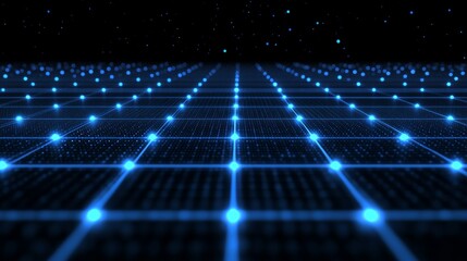 Poster - A background depicting data particles in a technological environment, each of which conveys a single piece of information
