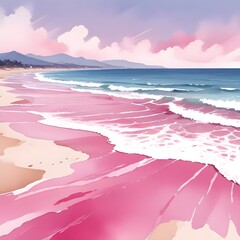 Wall Mural - Colorful Beach Abstract Digital Painting Sunset Background Graphic Design