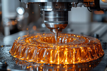 Poster - a person operating a cnc milling machine to create intricate parts, demonstrating precision engineer