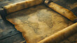 © Shyamal - Ancient Yellow Map Rolled Up into a Single Historical Document