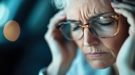 Close-up of hand adjusting glasses inside a car with bright background lights, depicting a gesture of readiness and attentiveness during a travel journey.