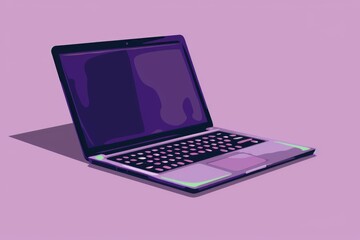 Poster - Modern laptop computer is sitting on a table casting a shadow