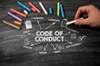 © STOATPHOTO - Code of Conduct. Black scratched textured chalkboard background