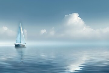 Sticker - A sailboat is sailing in the ocean on a cloudy day, generative ai image