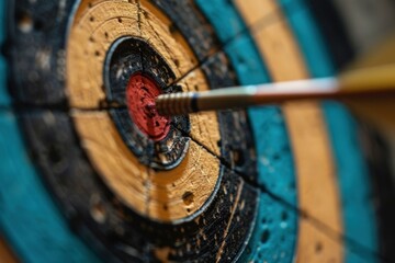 Poster - Arrow is hitting the center of an archery target, symbolizing success and precision