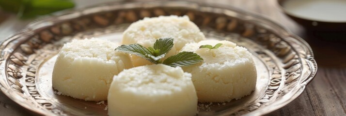 Poster - Sandesh, a traditional dessert made with milk and sugar.