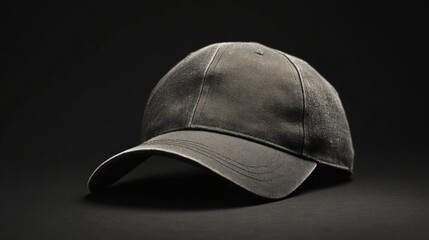 Black Baseball Cap on Black Background