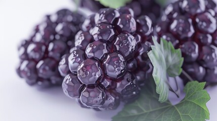 Wall Mural - Blackberry in close-up with a white background generative ai