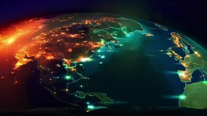 Poster - Abstract image of planet earth glowing with interconnected points of light, symbolizing global business, finance, and communication