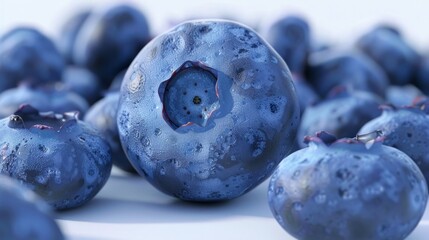 Wall Mural - Blueberry in close-up with a white background generative ai