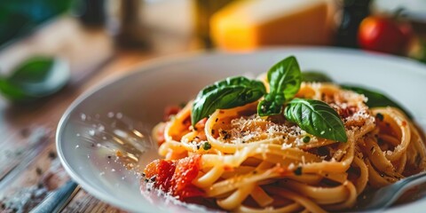 Wall Mural - Traditional Italian Pasta with Tomato Sauce