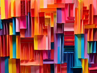 Wall Mural - a vibrant background consisting of multi-colored rectangular paper strips generative ai