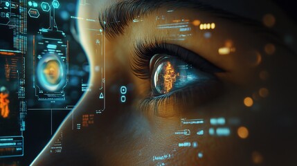 Poster - Eye Reflecting Futuristic HUD Data