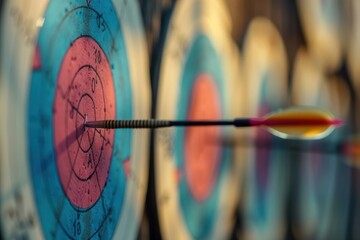Poster - Arrow is hitting the center of an archery target during a competition