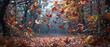 © raja - Autumn Leaves Falling in a Forest