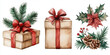 © Diffin - Set of Christmas watercolor elements on white background