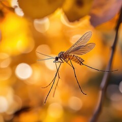 Wall Mural - Mosquito isolated on autumn background