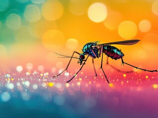 Wall Mural - Mosquito isolated on colorful background