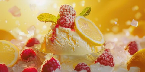 Wall Mural - Lemon Cheesecake Gelato Dessert