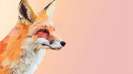 Canvas Print - A stylized geometric illustration of a fox against a soft gradient background.