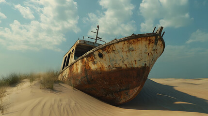 Naklejka na meble Derelict Fishing Vessel Rusting and Abandoned, Left in Ruins