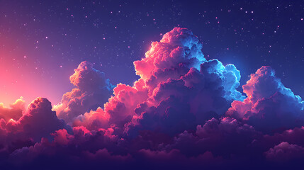 Wall Mural - A universe of violet, pink, blue and blue. Nebula and stars in galaxy landscape.