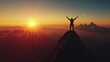 © Formasi - Man Celebrating Victory on Mountaintop at Sunset