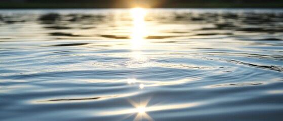 Wall Mural - Closeup of Rippling Water with Sun Glare