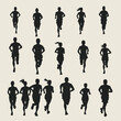 © umut hasanoglu - Silhouettes of men and women running in different postures, demonstrating fitness and movement.