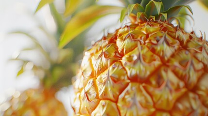 Pineapple closeup with a white background generative ai