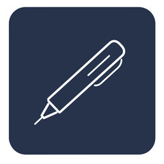 Wall Mural - White outline of a pen on a dark blue background symbolizing writing or drawing tools.