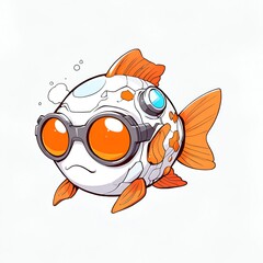 Canvas Print - Cute Cartoon Fish Wearing Goggles