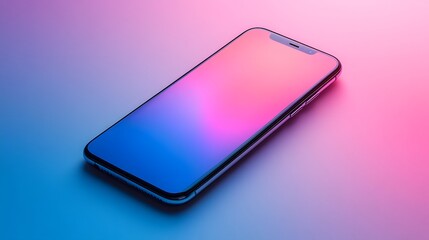 Modern Smartphone Mockup with Blue and Pink Gradient - Realistic Phone Illustration