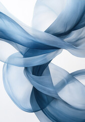 Wall Mural - A close-up of an abstract painting with soft, flowing lines in shades of blue and grey, creating the illusion that they form two intertwined ribbons or waves, symbolizing tranquility and calmness