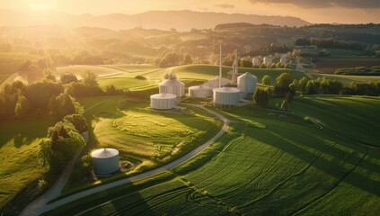 Wall Mural - Industrial Farm in Rural Landscape