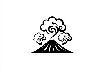 Canvas Print - Stylized Volcano with Smoke and Clouds