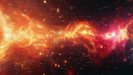 Poster - Abstract technology background with glowing lines and data, perfect for projects related to technology, finance, and the future