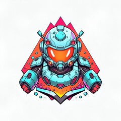 Sticker - Cyberpunk Robot Character Illustration